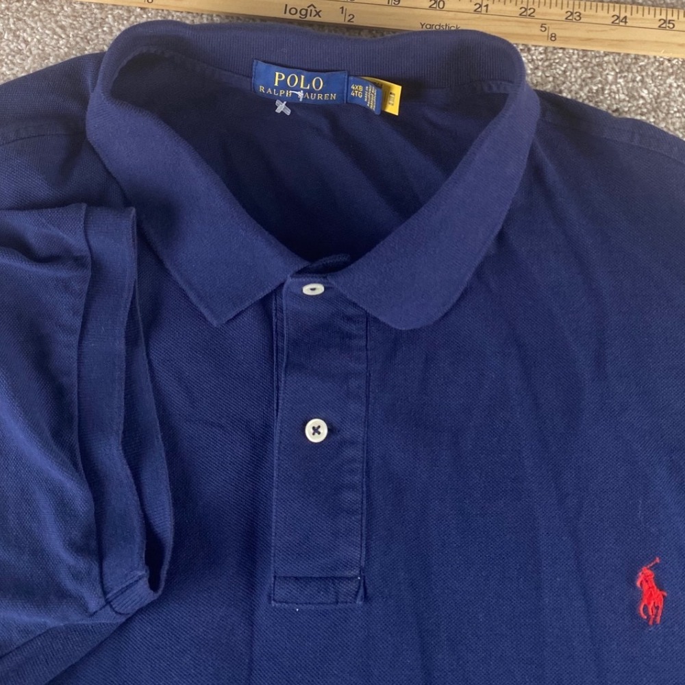 Polo Ralph Lauren Mens 4XB Blue Polo Shirt Big Country Club Crest Back Graphic